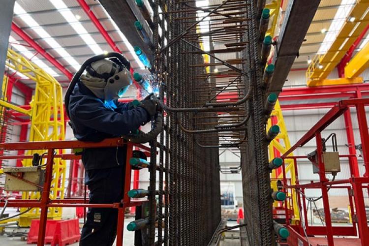 Welders at Laing O'Rourke's manufacturing factory in Avonmouth